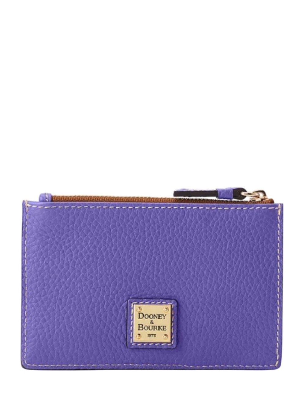Dooney & Bourke Pebble Grain Zip Credit Card Case In Amethyst